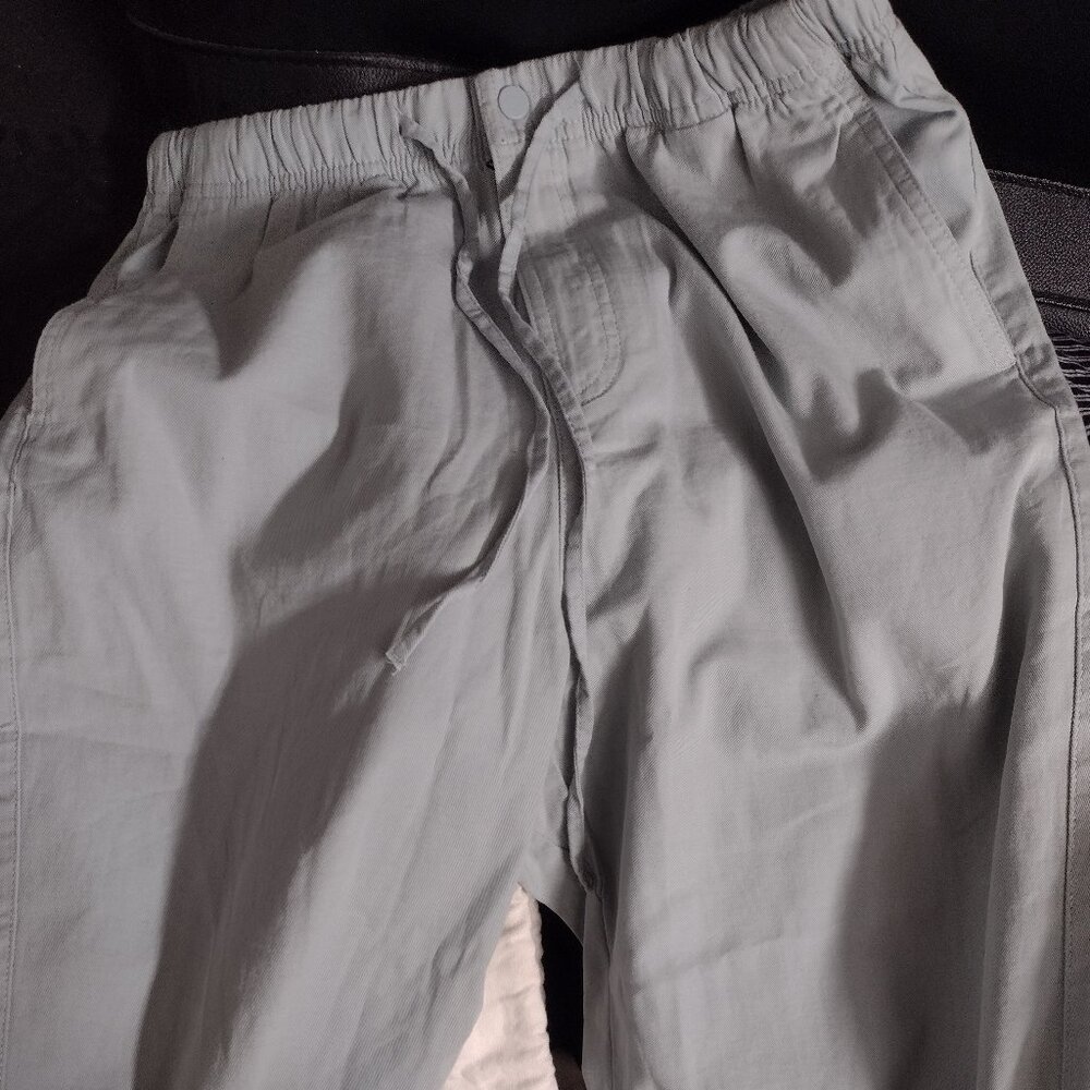 Zara Linen-Blend Relaxed Drawstring Pants Sky Blue M NWT - Picture 4 of 4